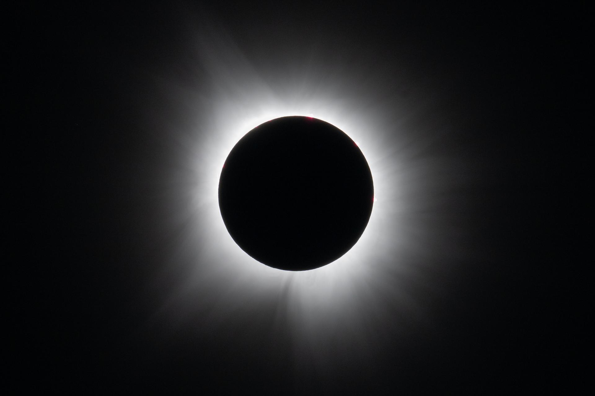 Total solar eclipse corona visible during totality